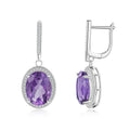 YBO Luxury 925 Silver Fine Jewelry Vintage Style Citrine Amethyst Smoky Quartz Green Crystal CZ Dangling Earrings for Weddings