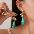 2025 New Fine Smudged and Irregular Vacation Style Drop Fashion Jewelry Conch Pendant Fashionable Charm Earrings for Gift