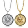 wholesale square pearl chain for men stainless steel gold plated lion head pendant necklace fashion hip hop jewelry accessory