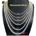 Factory Price Hiphop 3mm Full Size Moissanite Tennis Bracelet Necklace Pass Diamond Tester Tennis Chain 925 Sterling Silver