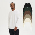 280gsm Cotton Oversized Pullover Full Sleeve T-shirts Embroidery Logo Custom Unisex Ribbed Cuff Long Sleeve Cotton T Shirts