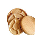 CNLF Eco-Friendly Bamboo Wooden Snack Serving Plates 5 Compartments Round Dry Fruit Tray with Engraving Country Design Giveaways