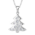 YILUN 925 Sterling Silver Christmas Tree Pendant Necklace CZ Crystals & Zircon Holiday Jewelry Gift for Women & Girls