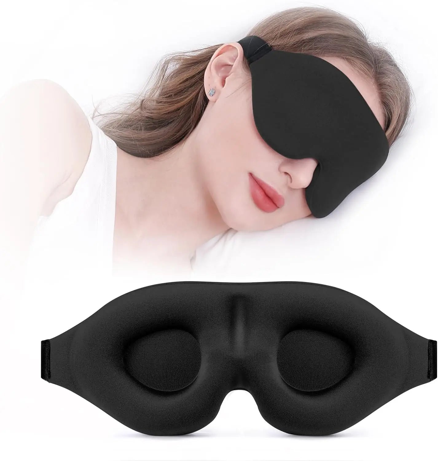 Custom Logo 3D Contoured Cup Sleep Eye Mask Concave Molded Night Sleep Mask with Shading Light for Men and Women