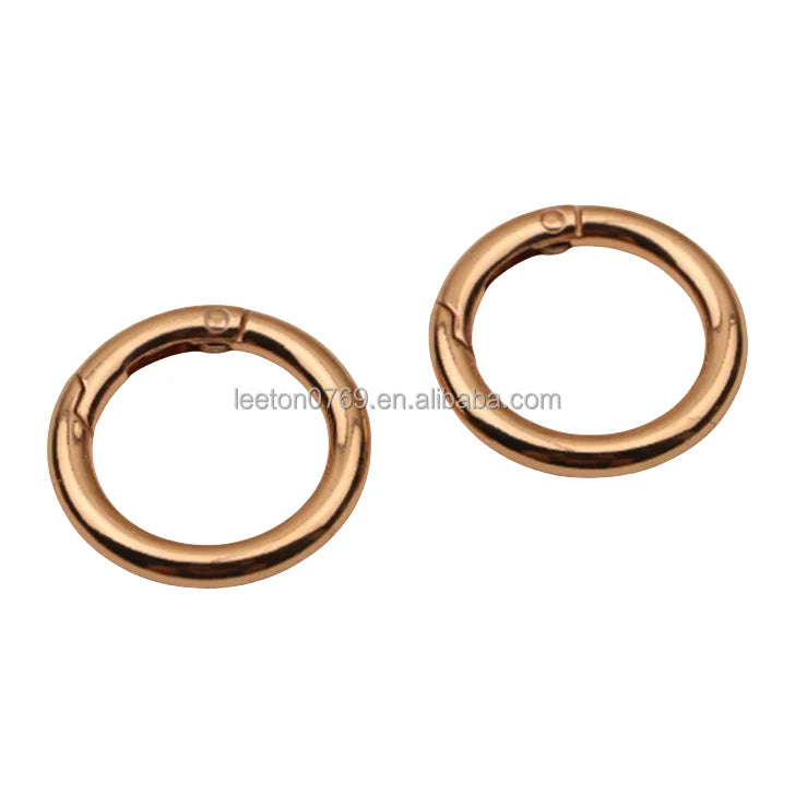 Stock Supply 25mm 1.0inch Shiny Rose Gold Metal Round Carabiner Keychain