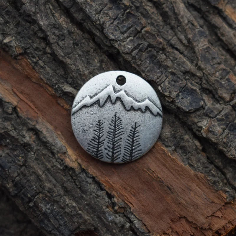Snow Mountain Pine Tree Pendants Charms Camping Jewelry for Adventurer Meaningful Gift