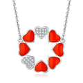 2025 New Designer Jewelry Hot Selling 925 Sterling Silver Enamel Drop Red Heart Round Charm Necklace