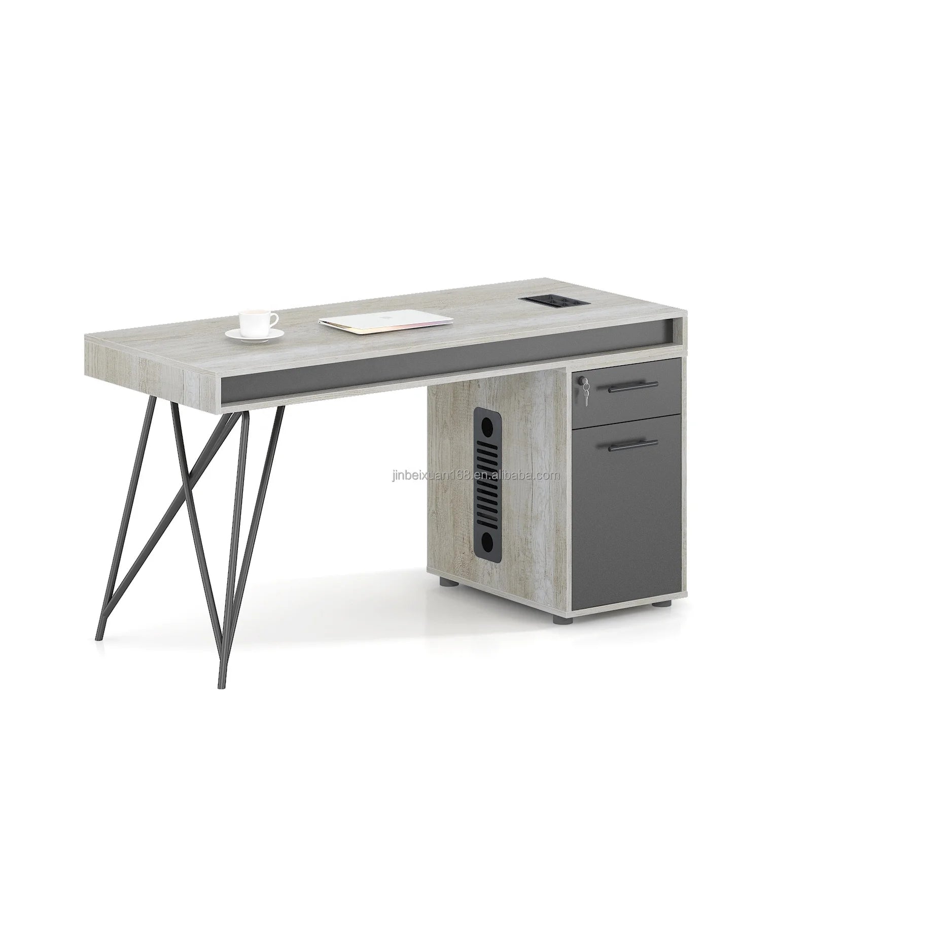 Modern Convertible Executive Desk 1/4 People Office Workstation Melamine Finish Panel Wood Style for Staff Office Use