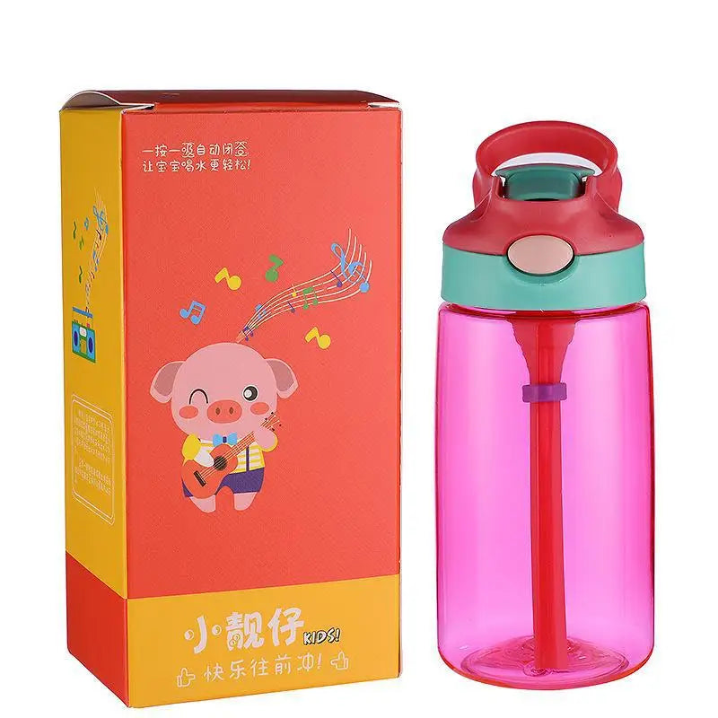 2022 New Cute Design BPA Free Plastic Kids Straw Cute Printing Child Gourdes Enfant Drink Water Bottles School Outdoor Use