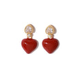 Hot Selling Christmas Earrings Elegant Red Oil Drop Heart Earrings Luxury New Year Cute Stud Earrings