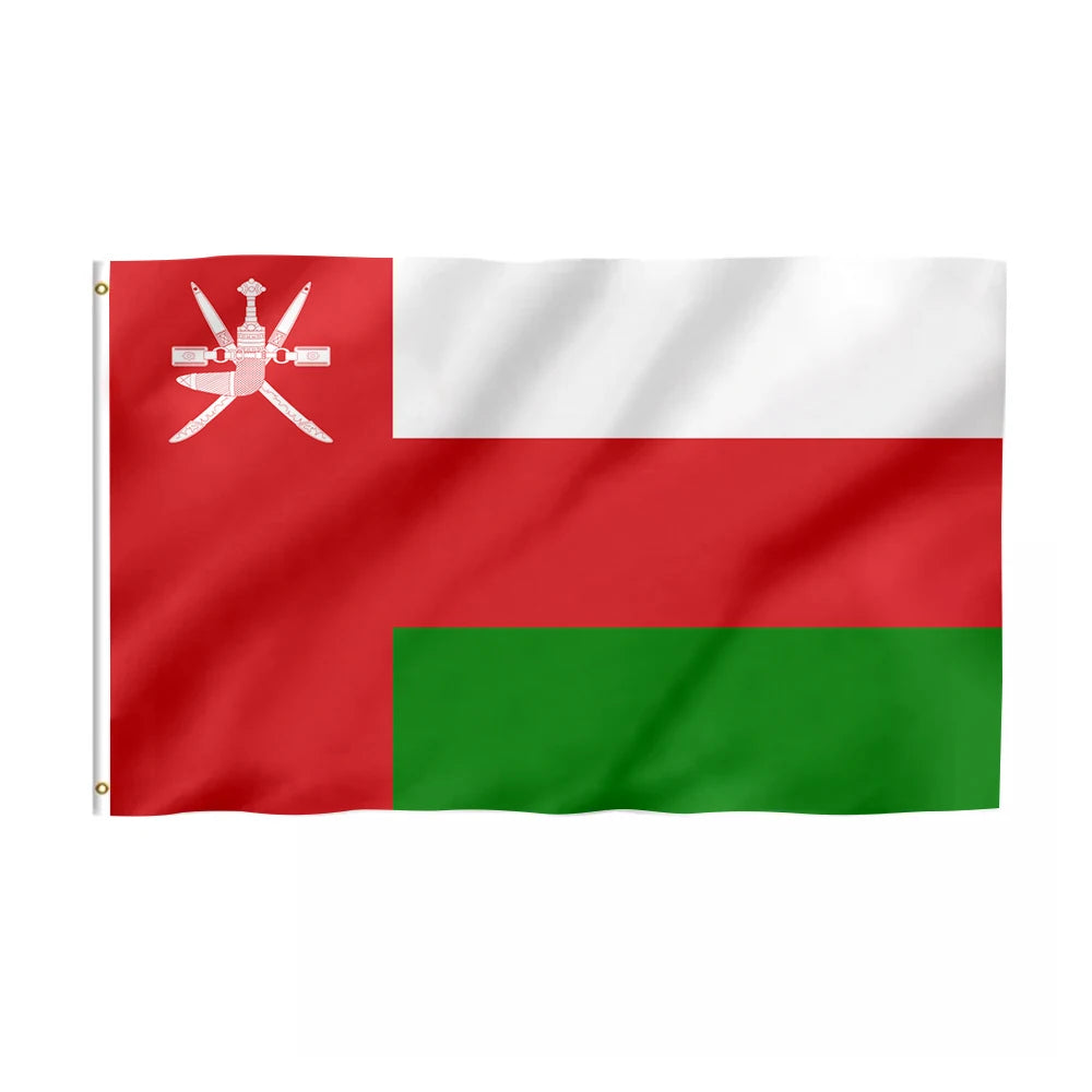 Wholesale 100% Polyester Outdoor Flying Election Flag Double-sided Durable Knitted Banner Election National Day Oman Flag