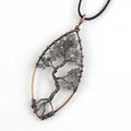 HY Natural Amethyst Reiki Chakra Tree of Life Labradorite Wire Wrapped Healing Crystal Pendant Necklace Folk Crafts