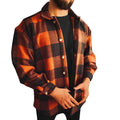 RNSHANGER Fashion Orange Plaid Male Shirts Autumn Winter Luxury Long Sleeve Shirt Men Soft Comfortable Warm Male Shirts