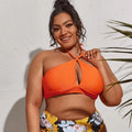 Boho Print Plus Size Two-Piece Swimsuit V-Neck Halter Tie Custom Colors High Cut Tankinis Stretch Removable Padded