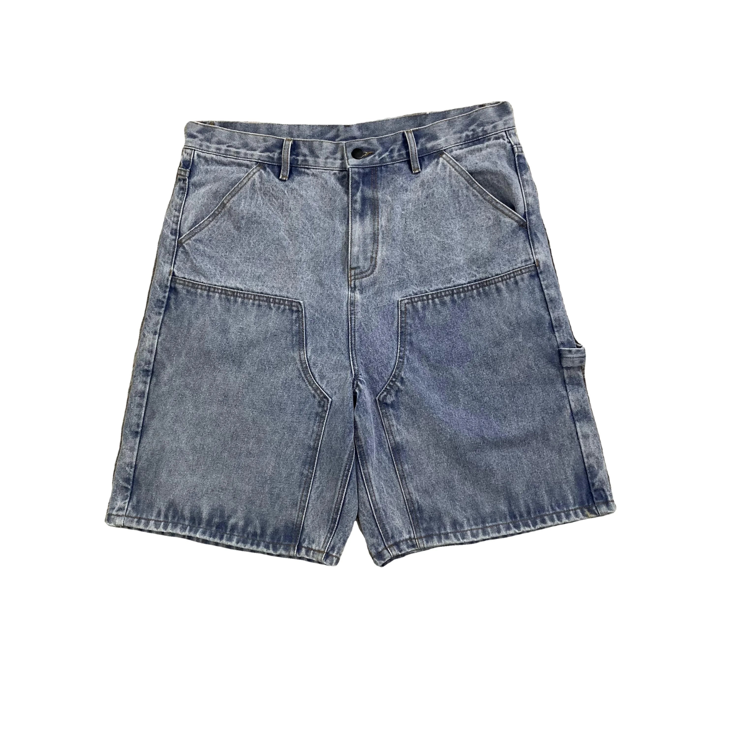 DENIMGUYS Custom Work Half Pants Men Baggy Double Knee Carpenter Denim Jeans Shorts Vintage Men's Jorts Summer Streetwear Shorts