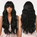 Wigs Wholesale Long Wave Synthetic Wigs With Black Bangs Body Wavy Natural Black Hair Heat Resistant for Women Afro Wig