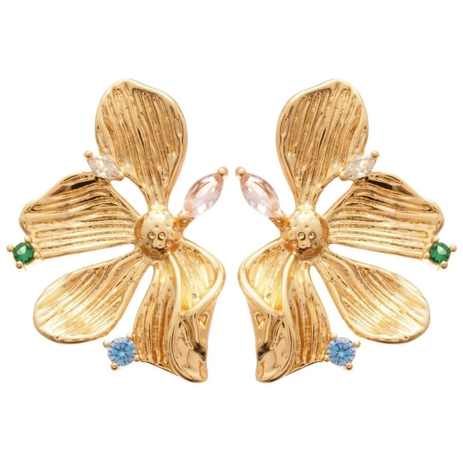 Fashion Gold Flower Shape Spring Women's Earrings for Wholesale N240222
