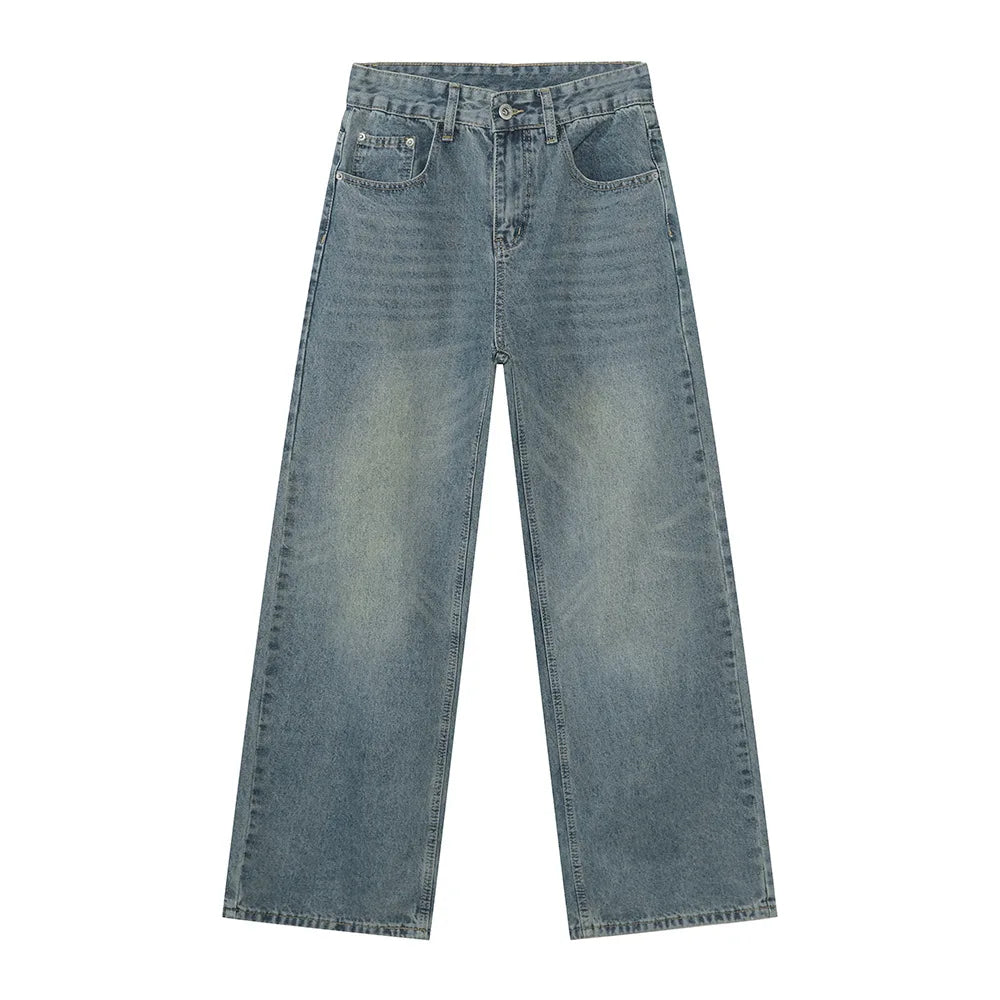 Men's Retro Casual Jeans Designer New Customized Loose Jeans Traditional Blue Washed Stone Men's Fashion Jeans