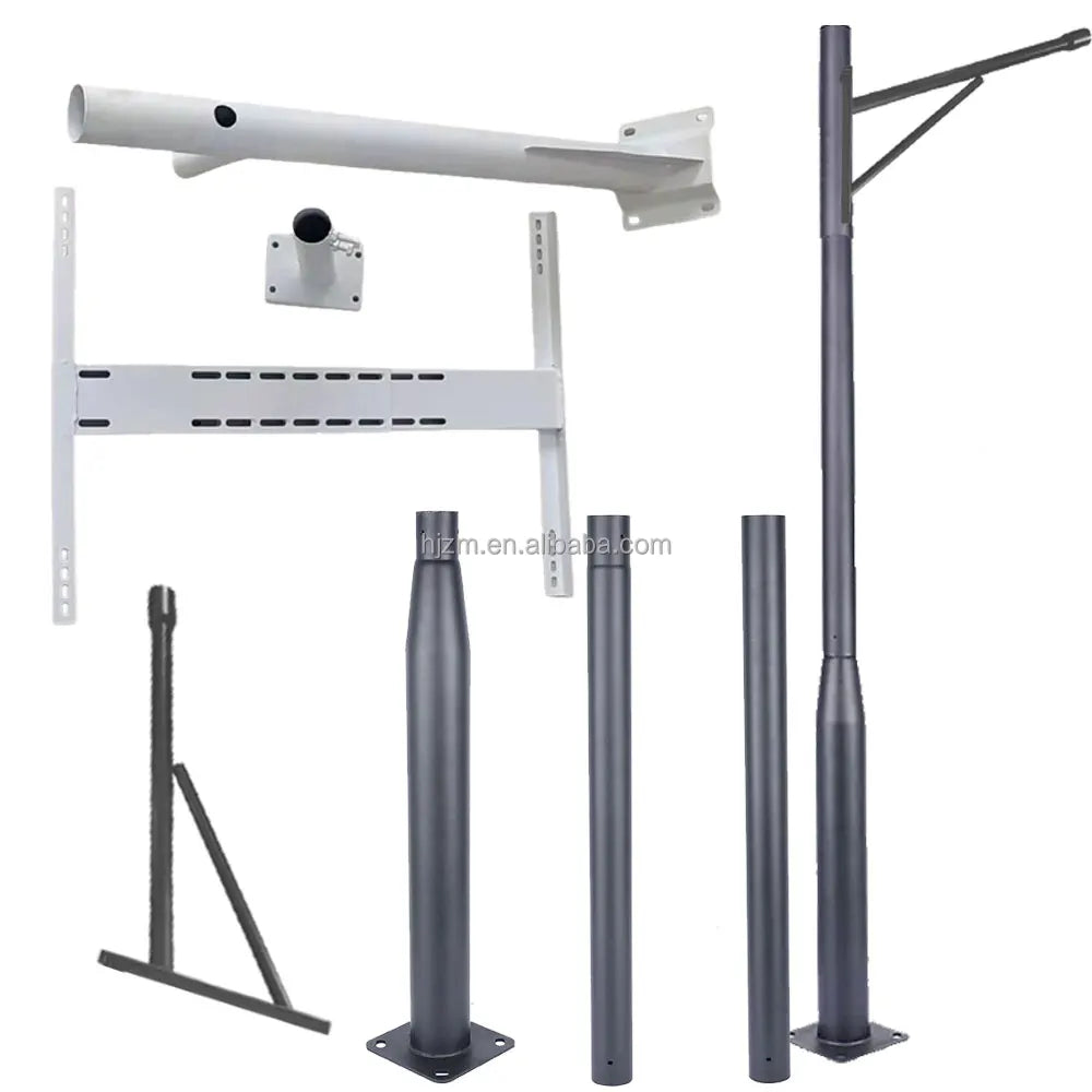 HJZM Folding Galvanized 3m-6m Single-Arm Adjustable Street Light Pole with 200km/h Wind Resistance LED Road Lamp Outdoor