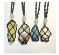 G.tang Collar De Piedra Rope Cord  Quartz Raw Stone Pendants Adjustable Empty Stone Holder Necklace