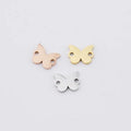 10x8mm  Stainless Steel Metal Jewelry Accessories Finding Double Two Holes Butterfly Shape Pendant Charm for Necklace Bracelet