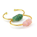 Handmade Gold Copper Wire Wound Natural Crystal Hexagonal Bracelet Original Stone Crystal Healing Bracelet for Woman