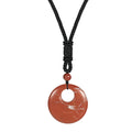 Fashion 30MM Pendant Red Jasper Natural Stone Crystal Healing Stone Charms Rope Chain Necklace Handicraft Decoration Daily Gift