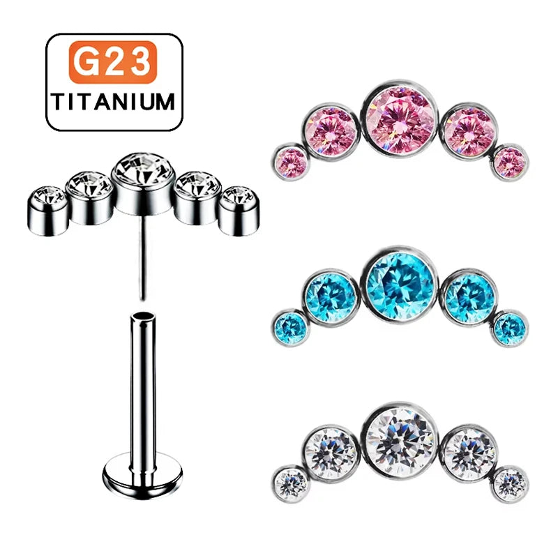 G23 Titanium Ear Stud Bar Rings Ear Piercing Body Jewelry Labret Lip Ring Tragus Cartilage Earring 16G Helix Ring