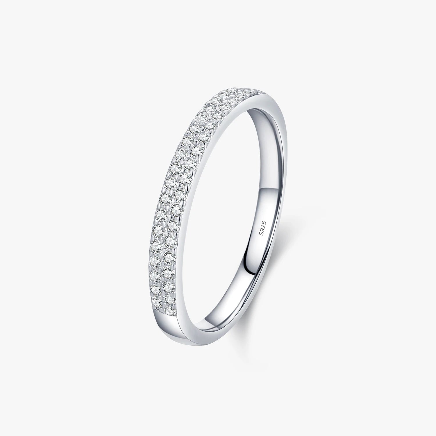 Classic Design Sparkling Cubic Zirconia Ring Real 925 Sterling Silver Female Wedding Band Finger Rings for Women Jewelry