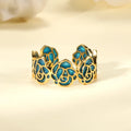 Lateefah OEM INS Style Enamel Jewelry 18k Gold Plated Flower Light Luminous Mixed Rings Women