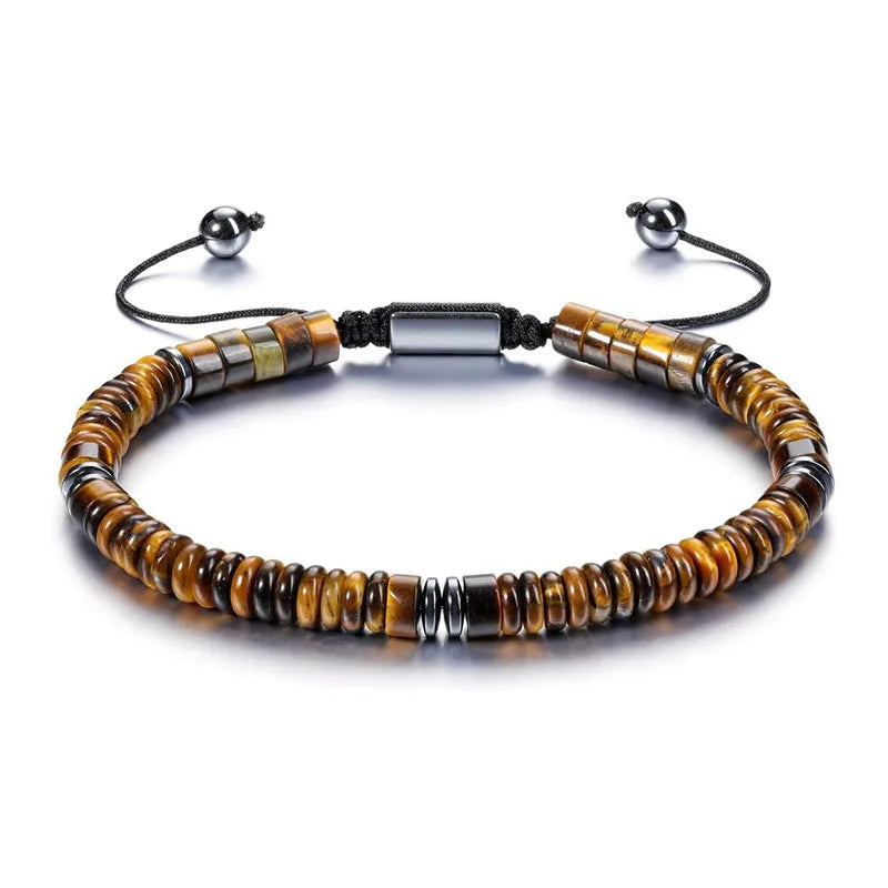 Wholesale Handmade Beaded Jewelry Bohemian Natural Stone Dainty Adjustable Tiger Eye Obsidian Bracelet for Men Women