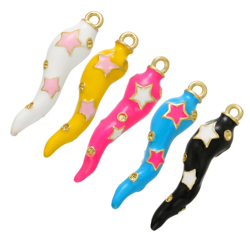 Dainty Enamel Luck Italian Horn Charm for Necklace DIY Personalized Muti-color Cornicello Pendant Jewelry Accessories