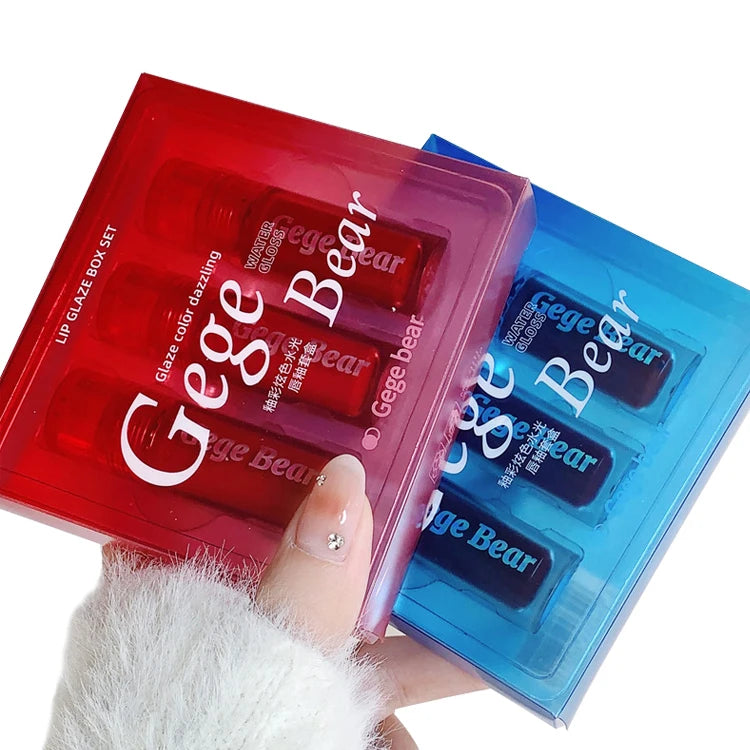 Gege Bear Waterproof Sweatproof Non Sticky Cup Moisturizing Whitening Holding Makeup Lip Gloss Lip Glaze Set