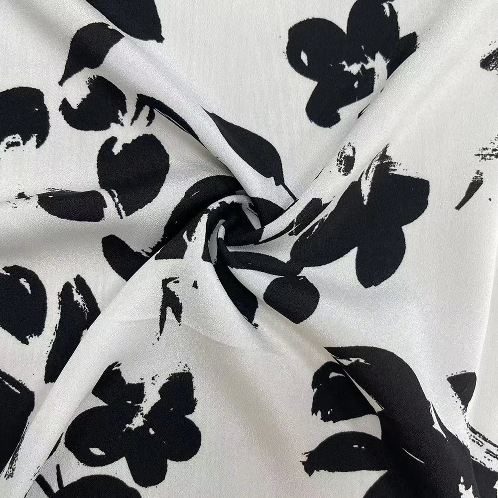Ready to Ship 100% Polyester Satin Stretch Fabric 50*75D Double Crepe Print Soft Versatile for Dresses Bags Lining Garments MegaBDM