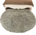 Modern Round Cushion Natural Long Wool Curly Hair Tibetan Sheep Fur Blankets Real Mongolian Lambskin Fur Plates with High Pile