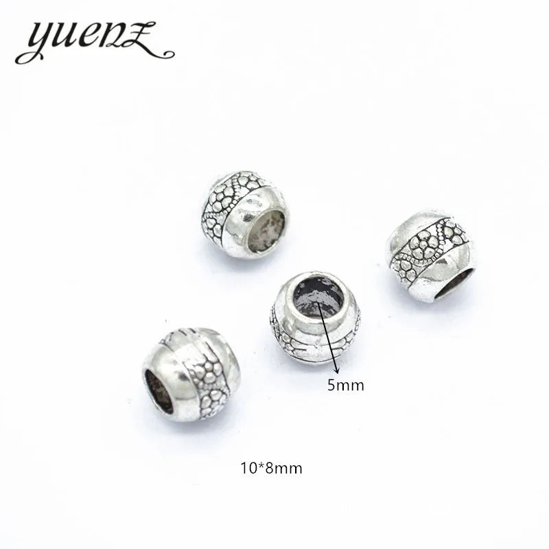 Antique Silver Color Big Hole Beads Spacers Beads Fit European Charm Jewelry Accessories DIY Findings R80