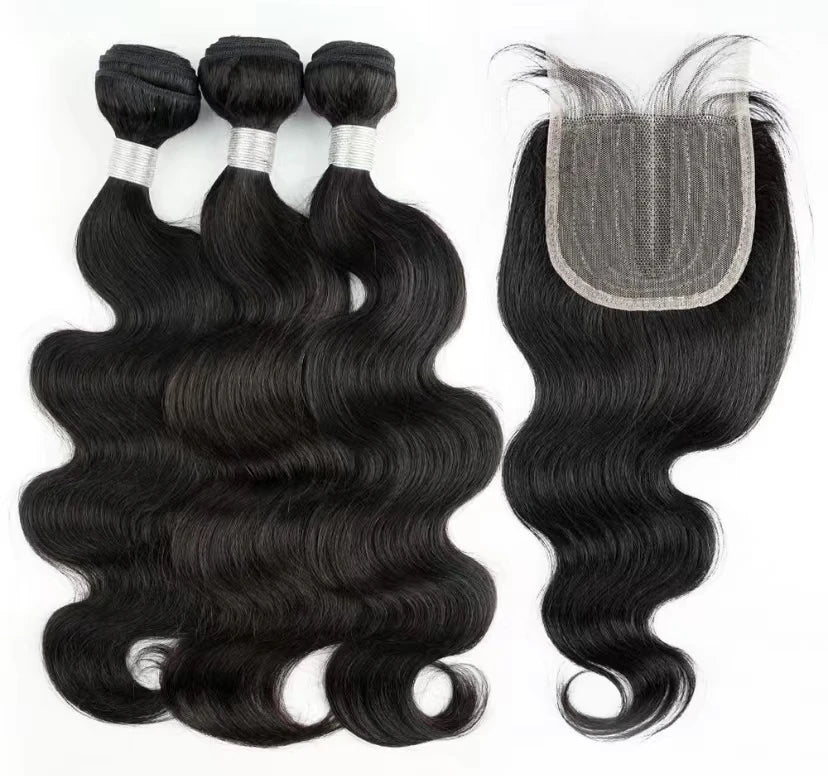 Wholesale HD Transparent Lace FN3+1set 3bundles+1 4*4 13*4lace Front Raw Virgin Body Wave Human Hair Wigs for Black Woman