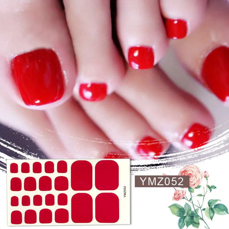 New Arrival French Summer Plastic 2D Japanese Waterproof Self-adhesive Art Foot Toe Nail Wraps Stickers