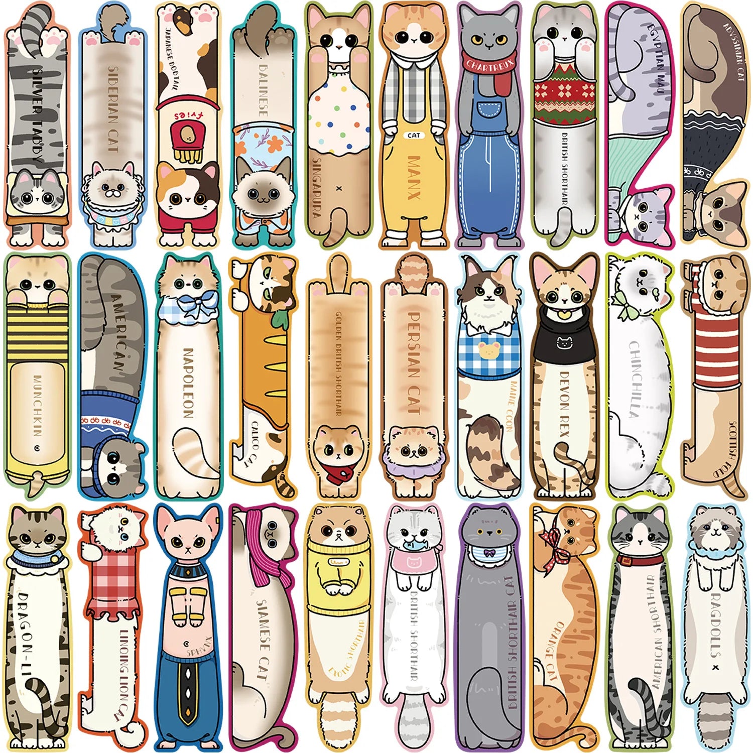30PCS Cute cartoon sleeping cat bookmark