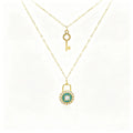 18K Gold Key Lock Double Layer Pendant Necklace for Women Custom Enamel Zircon Luxury Fine Chains Necklaces Bridal Jewelry