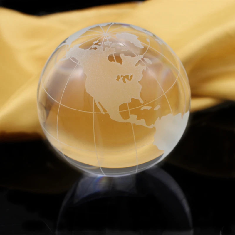 New Design Crystal Glass Earth Globe with Base for Office Decoration
