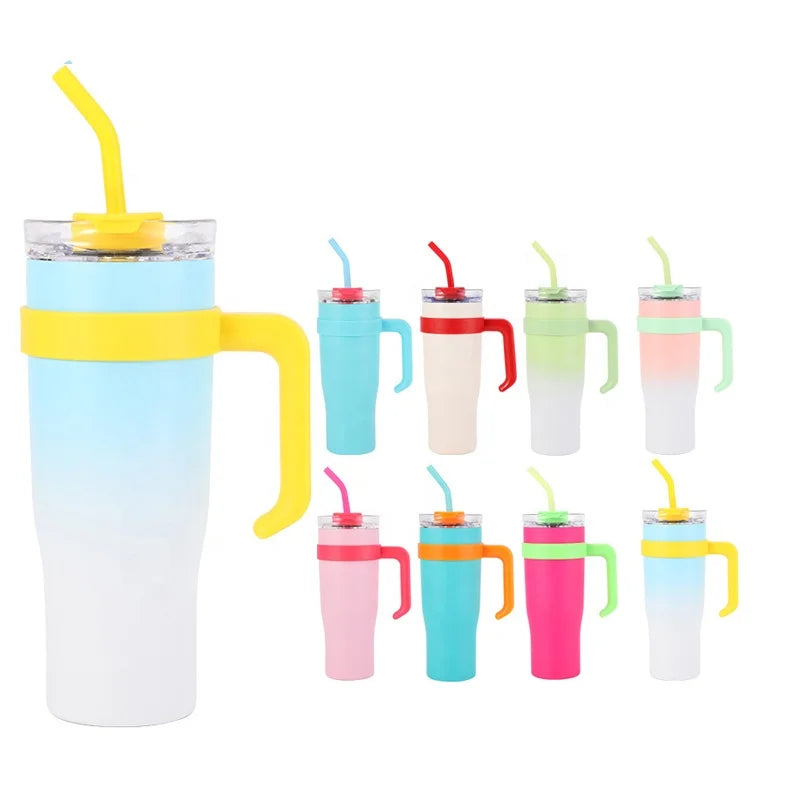 Beauchy Portable Outdoor Custom Stainless Steel 40oz Tumbler with Handle Straw Double Wall Coffee Cup Travel Insulated Beer Mug
