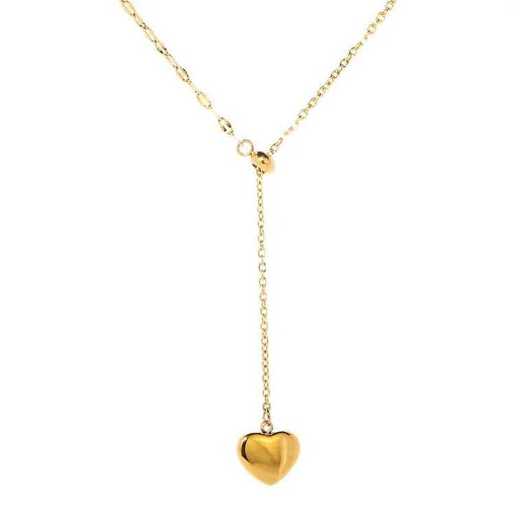 Wholesale New No Fade 18k Gold Plated Stainless Steel Necklace Personalized Cute Love Tassels Necklace