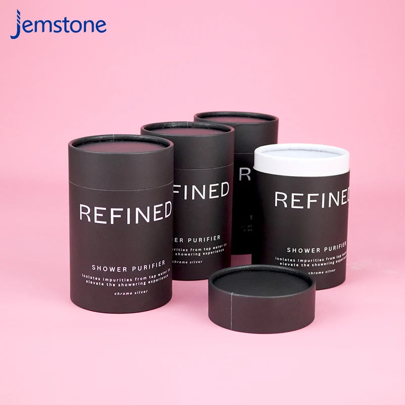 Custom Printed Black Kraft Cylinder Box Food Grade Cardboard Tube Luxury Push up Coffee Tea Paper Tube Packaging