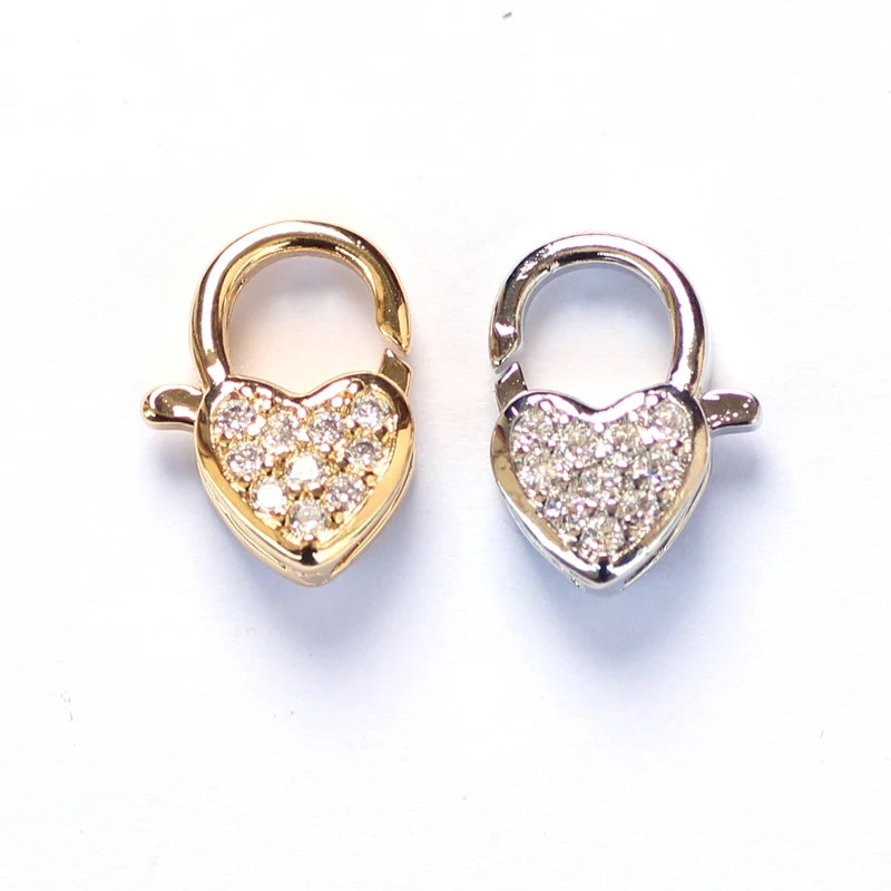 Palladium White Real Gold Plated Supplies Accessories CZ Brass Cz Pave Lobster Clasp Micro Pave Cubic Zircon for Jewelry Making
