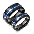 OAHLAN 6/8mm EKG Heartbeat Wedding Band Black Tungsten Ring Men Women Color Changing Latest Design Tungsten Ring for Couple