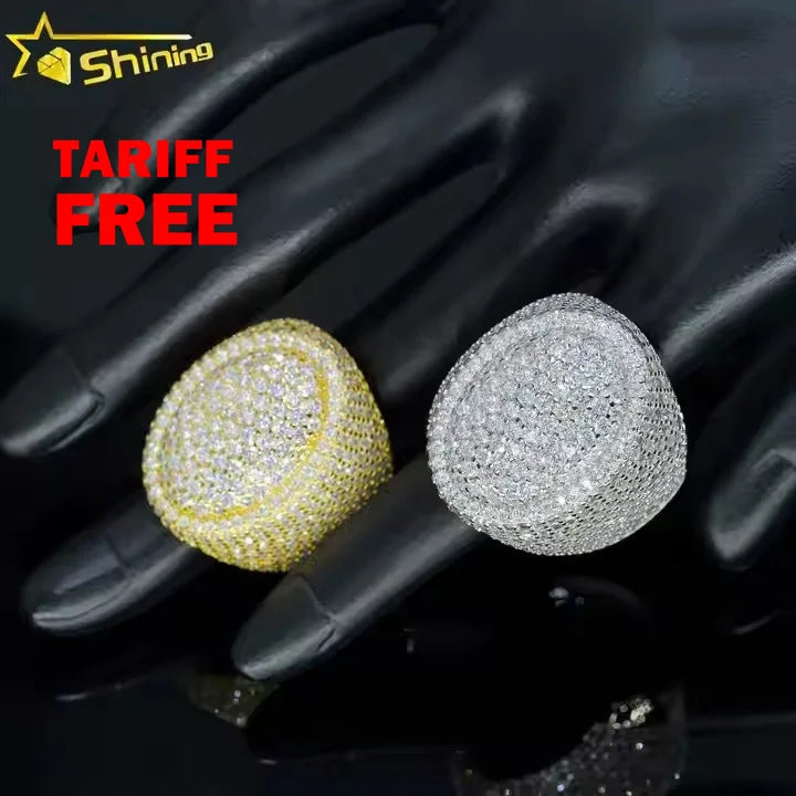 Wholesale Factory Price Moissanite Jewelry 925 Silver Iced Out Diamond Men Rings Hip Hop Moissanite Ring