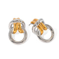 N&S 18K Gold Stainless Steel Two-Tone Minimalist Rope Knot Stud Earrings Elegant and Stylish Trendy Geometric Design for Gift