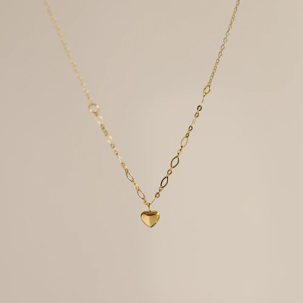 Aretas Delicate Dainty Jewelry Gold Plated 18k Stainless Steel Handmade Chain Mini Heart Pendant Necklace for Women Girls