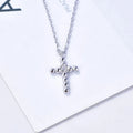 Daily Wear Women Aaa Cubic Zirconia 925 Sterling Silver Necklaces Rhodium Plated Beaded Cross Necklace